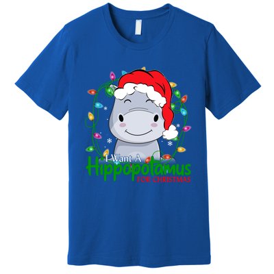 Xmas Hippo I Want A Hippopotamus For Christmas Pjs Gift Premium T-Shirt