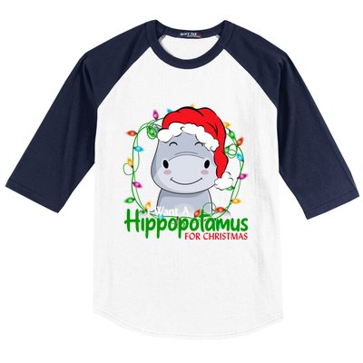 Xmas Hippo I Want A Hippopotamus For Christmas Pjs Gift Baseball Sleeve Shirt