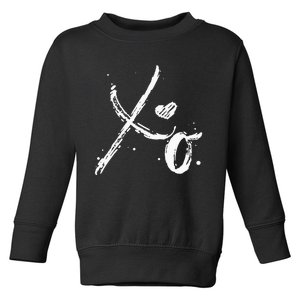 XO Hugs & Kisses Valentines Distressed Heart Love Toddler Sweatshirt