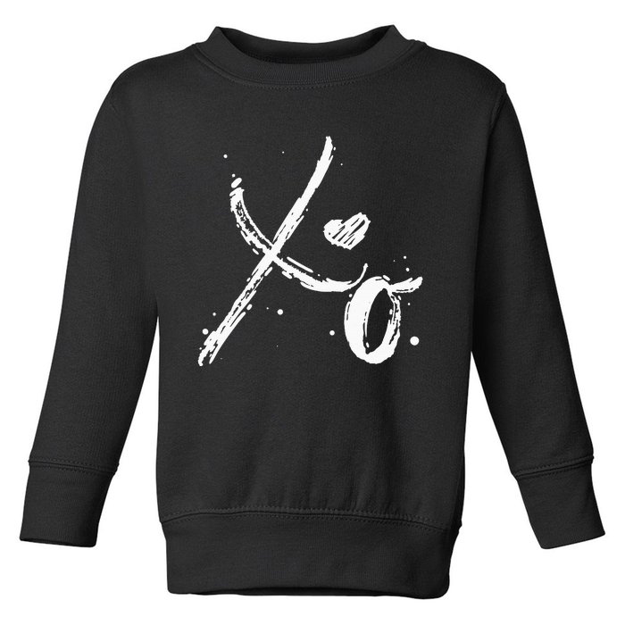 XO Hugs & Kisses Valentines Distressed Heart Love Toddler Sweatshirt