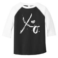 XO Hugs & Kisses Valentines Distressed Heart Love Toddler Fine Jersey T-Shirt