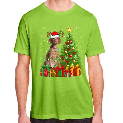 Xmas Holiday Lights Santa Vizsla Dog Christmas Tree Gift Adult ChromaSoft Performance T-Shirt