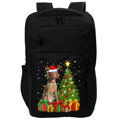 Xmas Holiday Lights Santa Vizsla Dog Christmas Tree Gift Impact Tech Backpack