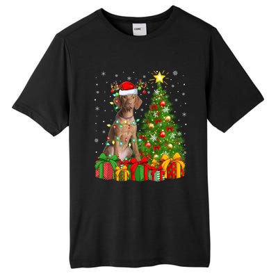 Xmas Holiday Lights Santa Vizsla Dog Christmas Tree Gift Tall Fusion ChromaSoft Performance T-Shirt