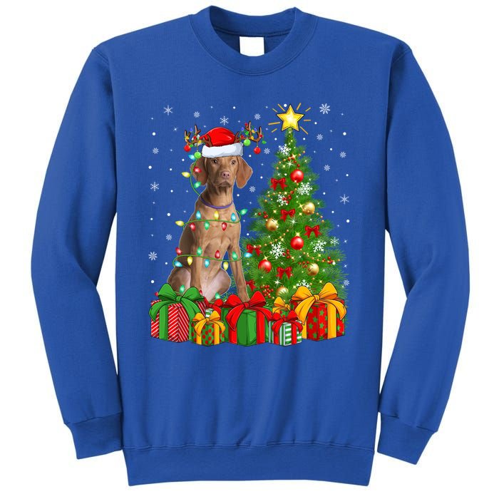 Xmas Holiday Lights Santa Vizsla Dog Christmas Tree Gift Sweatshirt