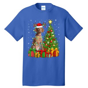 Xmas Holiday Lights Santa Vizsla Dog Christmas Tree Gift Tall T-Shirt