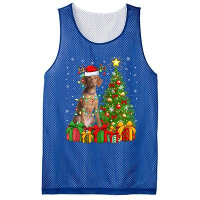 Xmas Holiday Lights Santa Vizsla Dog Christmas Tree Gift Mesh Reversible Basketball Jersey Tank