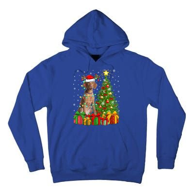 Xmas Holiday Lights Santa Vizsla Dog Christmas Tree Gift Tall Hoodie