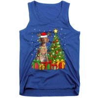 Xmas Holiday Lights Santa Vizsla Dog Christmas Tree Gift Tank Top