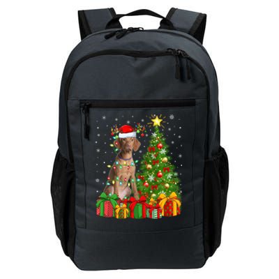 Xmas Holiday Lights Santa Vizsla Dog Christmas Tree Gift Daily Commute Backpack