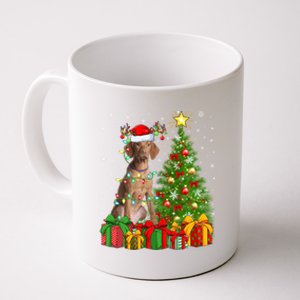 Xmas Holiday Lights Santa Vizsla Dog Christmas Tree Gift Coffee Mug