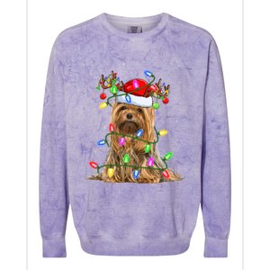 Xmas Holiday Lighting Santa Yorkshire Terrier Dog Christmas Great Gift Colorblast Crewneck Sweatshirt