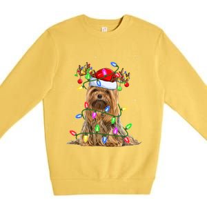 Xmas Holiday Lighting Santa Yorkshire Terrier Dog Christmas Great Gift Premium Crewneck Sweatshirt