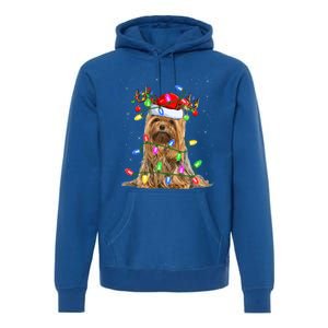 Xmas Holiday Lighting Santa Yorkshire Terrier Dog Christmas Great Gift Premium Hoodie