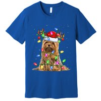 Xmas Holiday Lighting Santa Yorkshire Terrier Dog Christmas Great Gift Premium T-Shirt