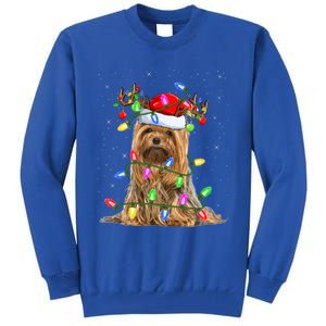 Xmas Holiday Lighting Santa Yorkshire Terrier Dog Christmas Great Gift Tall Sweatshirt