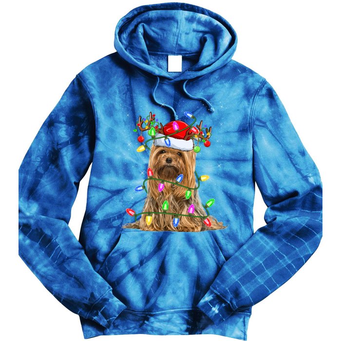 Xmas Holiday Lighting Santa Yorkshire Terrier Dog Christmas Great Gift Tie Dye Hoodie