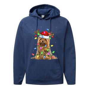 Xmas Holiday Lighting Santa Yorkshire Terrier Dog Christmas Great Gift Performance Fleece Hoodie