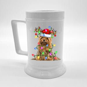 Xmas Holiday Lighting Santa Yorkshire Terrier Dog Christmas Great Gift Beer Stein