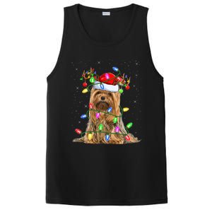 Xmas Holiday Lighting Santa Yorkshire Terrier Dog Christmas Gift PosiCharge Competitor Tank