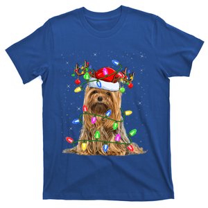 Xmas Holiday Lighting Santa Yorkshire Terrier Dog Christmas Gift T-Shirt