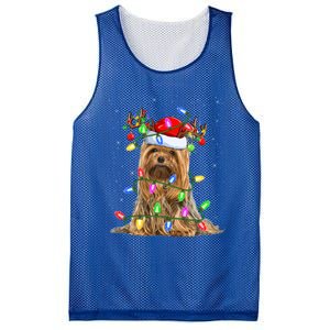 Xmas Holiday Lighting Santa Yorkshire Terrier Dog Christmas Gift Mesh Reversible Basketball Jersey Tank