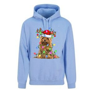 Xmas Holiday Lighting Santa Yorkshire Terrier Dog Christmas Gift Unisex Surf Hoodie