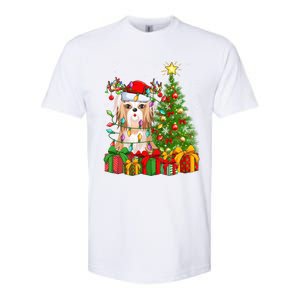 Xmas Holiday Lights Santa Shih Tzu Dog Christmas Tree Gift Softstyle CVC T-Shirt