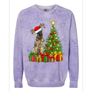 Xmas Holiday Lights Santa Ger Shepherd Dog Christmas Tree Gift Colorblast Crewneck Sweatshirt