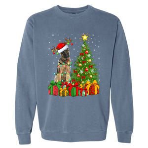 Xmas Holiday Lights Santa Ger Shepherd Dog Christmas Tree Gift Garment-Dyed Sweatshirt