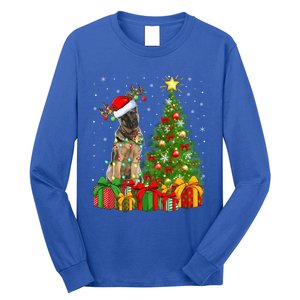 Xmas Holiday Lights Santa Ger Shepherd Dog Christmas Tree Gift Long Sleeve Shirt