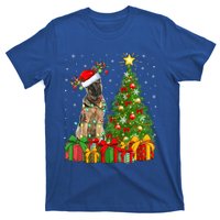 Xmas Holiday Lights Santa Ger Shepherd Dog Christmas Tree Gift T-Shirt