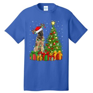 Xmas Holiday Lights Santa Ger Shepherd Dog Christmas Tree Gift Tall T-Shirt