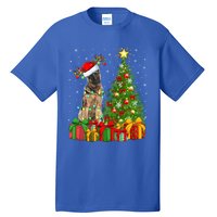 Xmas Holiday Lights Santa Ger Shepherd Dog Christmas Tree Gift Tall T-Shirt