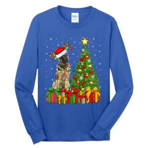 Xmas Holiday Lights Santa Ger Shepherd Dog Christmas Tree Gift Tall Long Sleeve T-Shirt