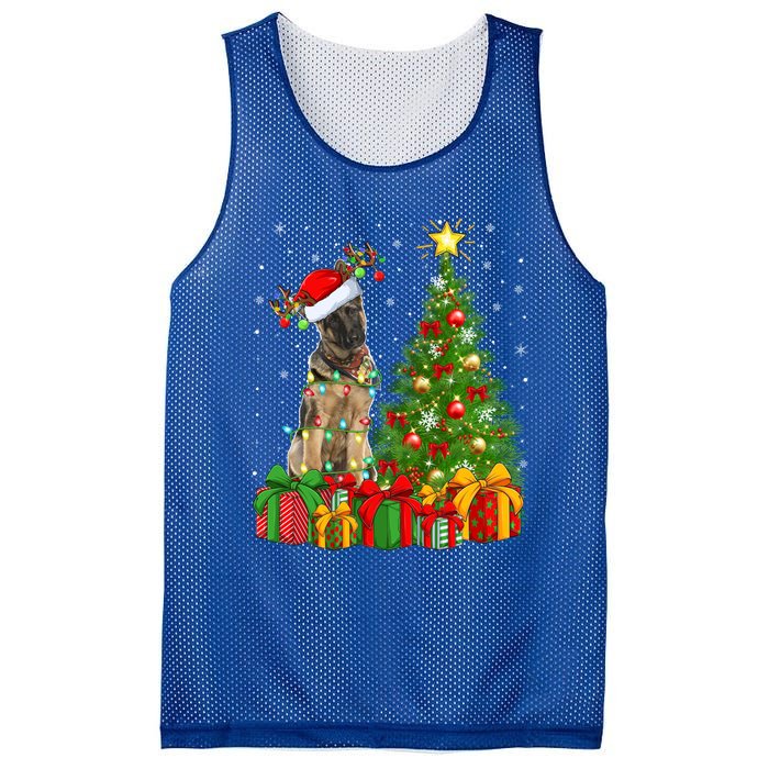 Xmas Holiday Lights Santa Ger Shepherd Dog Christmas Tree Gift Mesh Reversible Basketball Jersey Tank