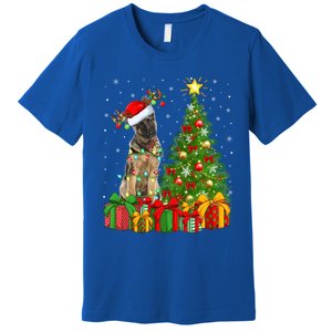 Xmas Holiday Lights Santa Ger Shepherd Dog Christmas Tree Gift Premium T-Shirt