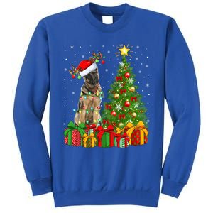 Xmas Holiday Lights Santa Ger Shepherd Dog Christmas Tree Gift Tall Sweatshirt