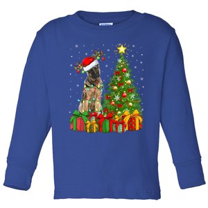 Xmas Holiday Lights Santa Ger Shepherd Dog Christmas Tree Gift Toddler Long Sleeve Shirt