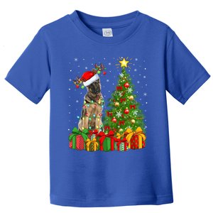 Xmas Holiday Lights Santa Ger Shepherd Dog Christmas Tree Gift Toddler T-Shirt