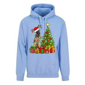 Xmas Holiday Lights Santa Ger Shepherd Dog Christmas Tree Gift Unisex Surf Hoodie