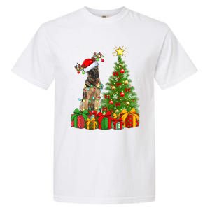 Xmas Holiday Lights Santa Ger Shepherd Dog Christmas Tree Gift Garment-Dyed Heavyweight T-Shirt