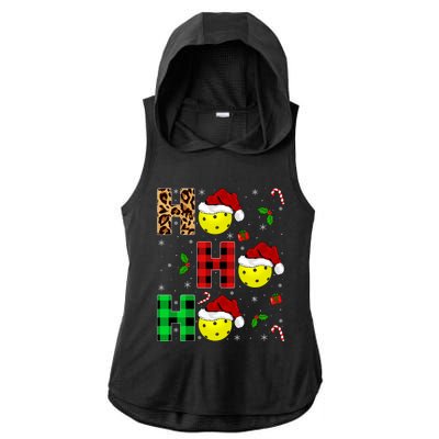 Xmas Holiday Matching Santa Ho Ho Ho Pickleball Christmas Gift Ladies PosiCharge Tri-Blend Wicking Draft Hoodie Tank