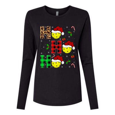 Xmas Holiday Matching Santa Ho Ho Ho Pickleball Christmas Gift Womens Cotton Relaxed Long Sleeve T-Shirt