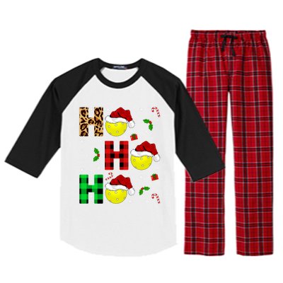 Xmas Holiday Matching Santa Ho Ho Ho Pickleball Christmas Gift Raglan Sleeve Pajama Set