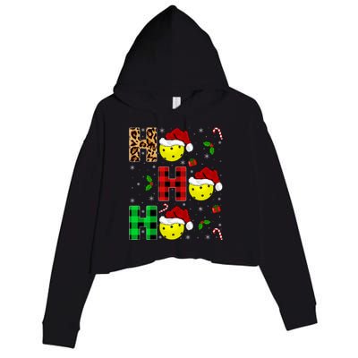 Xmas Holiday Matching Santa Ho Ho Ho Pickleball Christmas Gift Crop Fleece Hoodie