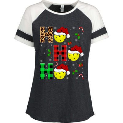 Xmas Holiday Matching Santa Ho Ho Ho Pickleball Christmas Gift Enza Ladies Jersey Colorblock Tee