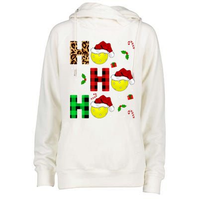 Xmas Holiday Matching Santa Ho Ho Ho Pickleball Christmas Gift Womens Funnel Neck Pullover Hood