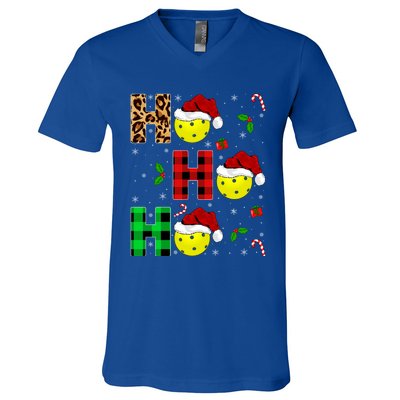 Xmas Holiday Matching Santa Ho Ho Ho Pickleball Christmas Gift V-Neck T-Shirt