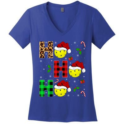 Xmas Holiday Matching Santa Ho Ho Ho Pickleball Christmas Gift Women's V-Neck T-Shirt